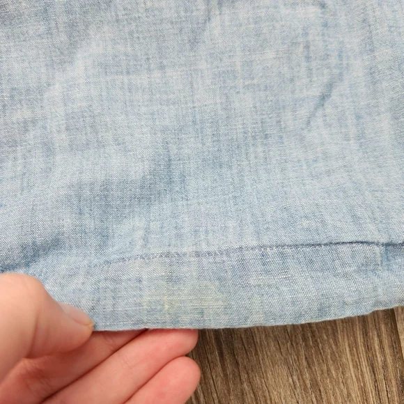 LL Bean Chambray Anorak Hoodie Light Blue Pullover Kangaroo Pocket Size Large - Picture 13 of 13